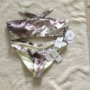 NWT PQ swim pink velour bandeau bikini M